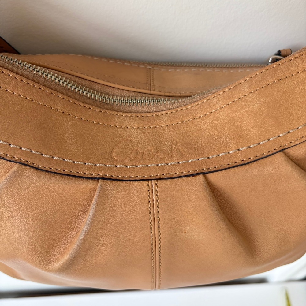 Coach Ergo Pleated Hobo Tan Leather Shoulder Bag F13730 Vintage Buckle Strap - Picture 9 of 15